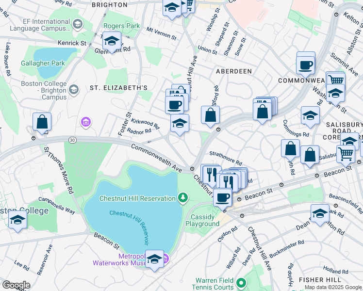 map of restaurants, bars, coffee shops, grocery stores, and more near in Boston