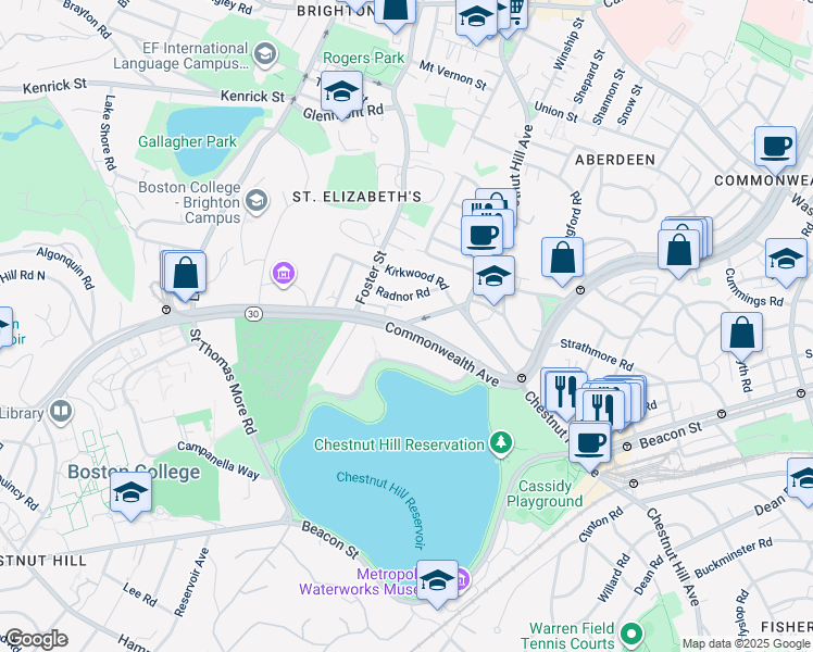 map of restaurants, bars, coffee shops, grocery stores, and more near in Boston