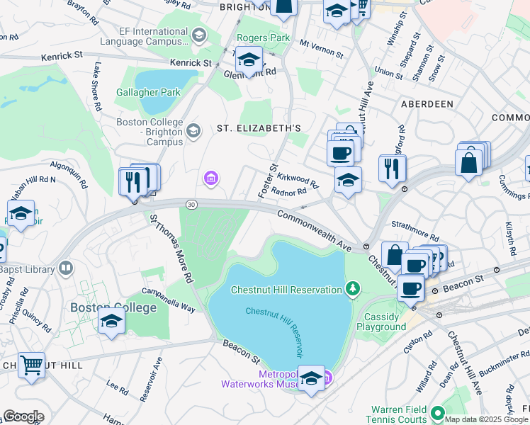 map of restaurants, bars, coffee shops, grocery stores, and more near 18 Wade Street in Boston