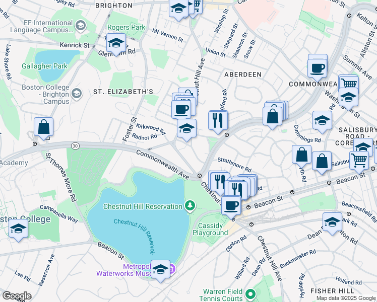 map of restaurants, bars, coffee shops, grocery stores, and more near in Boston