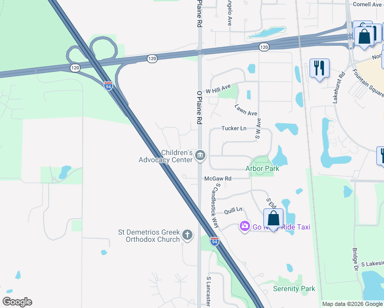 map of restaurants, bars, coffee shops, grocery stores, and more near 4625 West Coventry Way in Waukegan