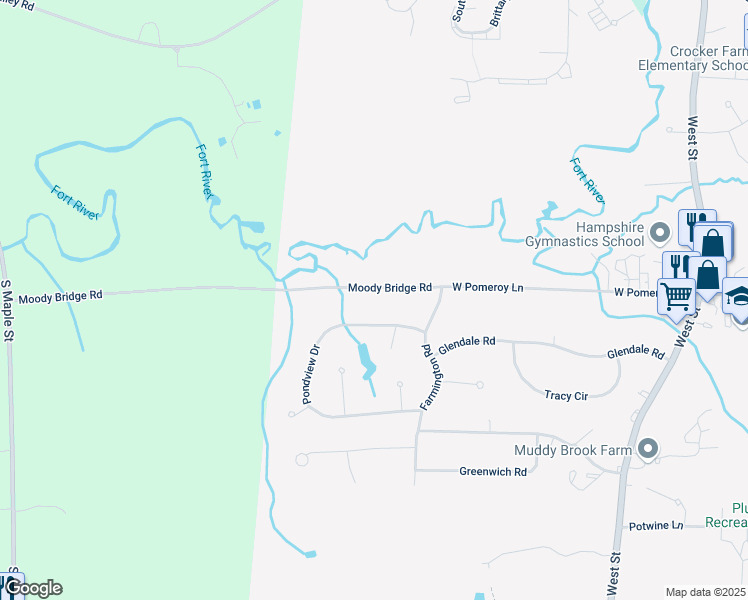 map of restaurants, bars, coffee shops, grocery stores, and more near 276 West Pomeroy Lane in Amherst