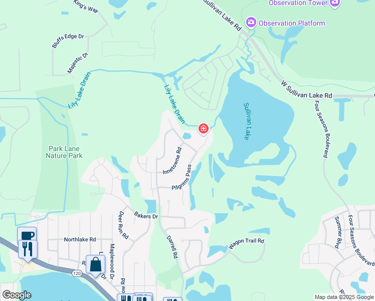map of restaurants, bars, coffee shops, grocery stores, and more near 32795 Weather Vane Lane in Lakemoor