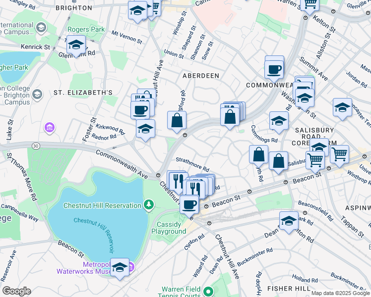 map of restaurants, bars, coffee shops, grocery stores, and more near in Boston