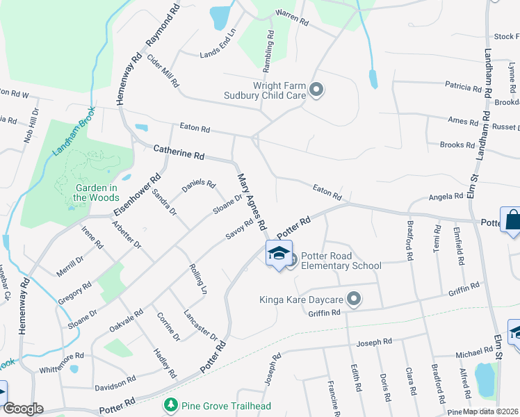map of restaurants, bars, coffee shops, grocery stores, and more near 15 Mary Agnes Road in Framingham
