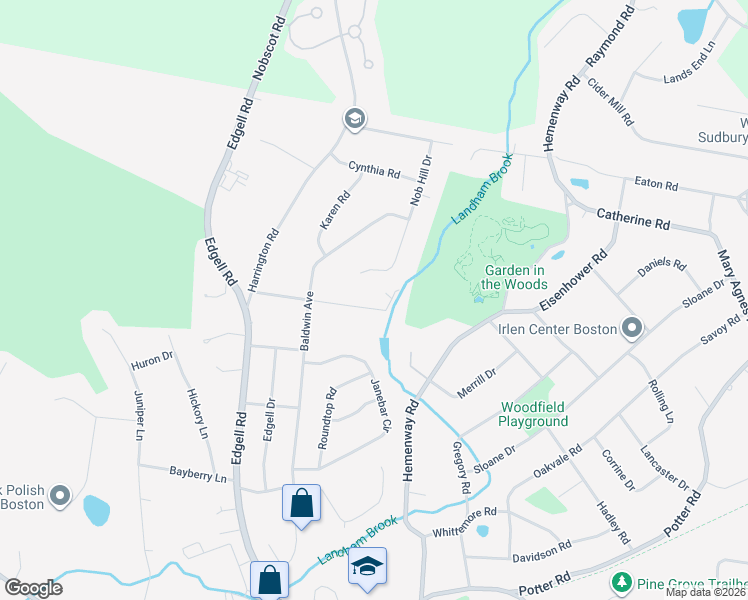 map of restaurants, bars, coffee shops, grocery stores, and more near 124 Nob Hill Drive in Framingham