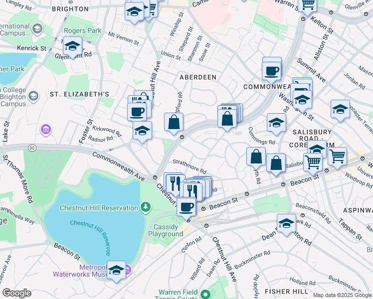 map of restaurants, bars, coffee shops, grocery stores, and more near in Boston
