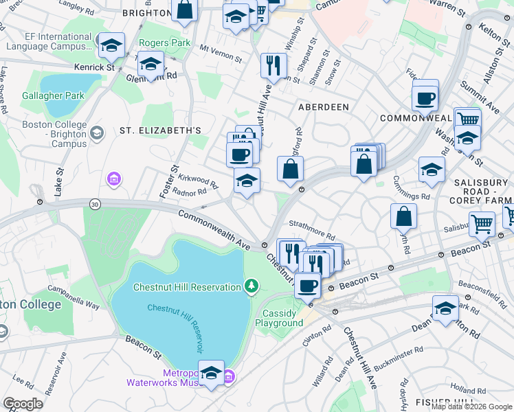 map of restaurants, bars, coffee shops, grocery stores, and more near 175 Strathmore Road in Boston