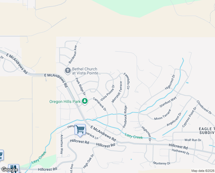 map of restaurants, bars, coffee shops, grocery stores, and more near 630 Forest Ridge Drive in Medford