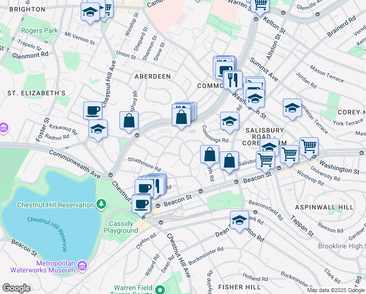 map of restaurants, bars, coffee shops, grocery stores, and more near 113 Kilsyth Road in Boston