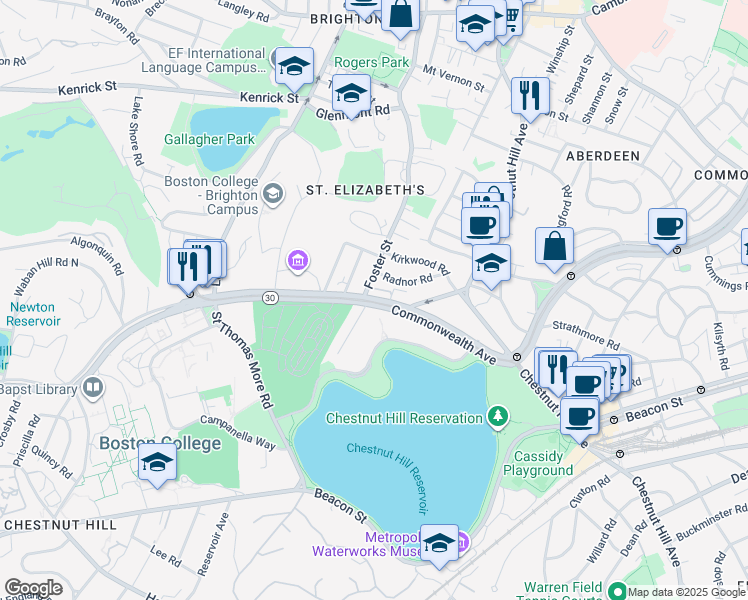 map of restaurants, bars, coffee shops, grocery stores, and more near 11 Gerald Road in Boston