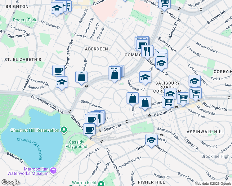 map of restaurants, bars, coffee shops, grocery stores, and more near 113 Kilsyth Road in Boston
