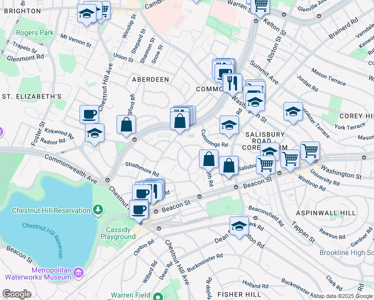 map of restaurants, bars, coffee shops, grocery stores, and more near 113 Kilsyth Road in Boston