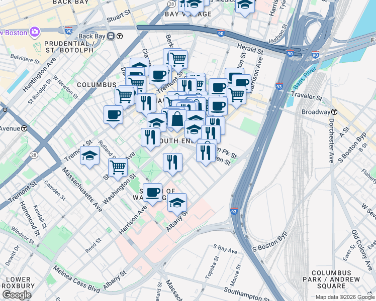 map of restaurants, bars, coffee shops, grocery stores, and more near 35 Monsignor Reynolds Way in Boston