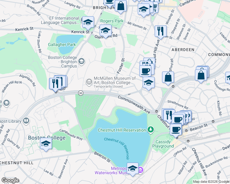 map of restaurants, bars, coffee shops, grocery stores, and more near 2013 Commonwealth Avenue in Boston