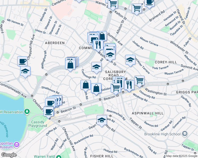 map of restaurants, bars, coffee shops, grocery stores, and more near in Boston