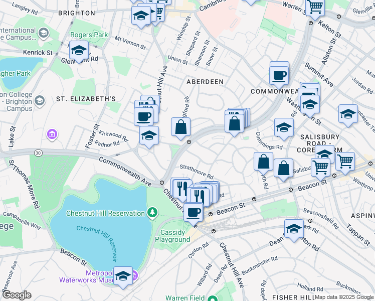 map of restaurants, bars, coffee shops, grocery stores, and more near in Boston