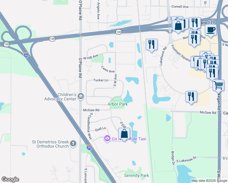 map of restaurants, bars, coffee shops, grocery stores, and more near 1059 South West Avenue in Waukegan