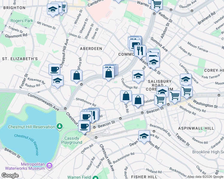 map of restaurants, bars, coffee shops, grocery stores, and more near 113 Kilsyth Road in Boston
