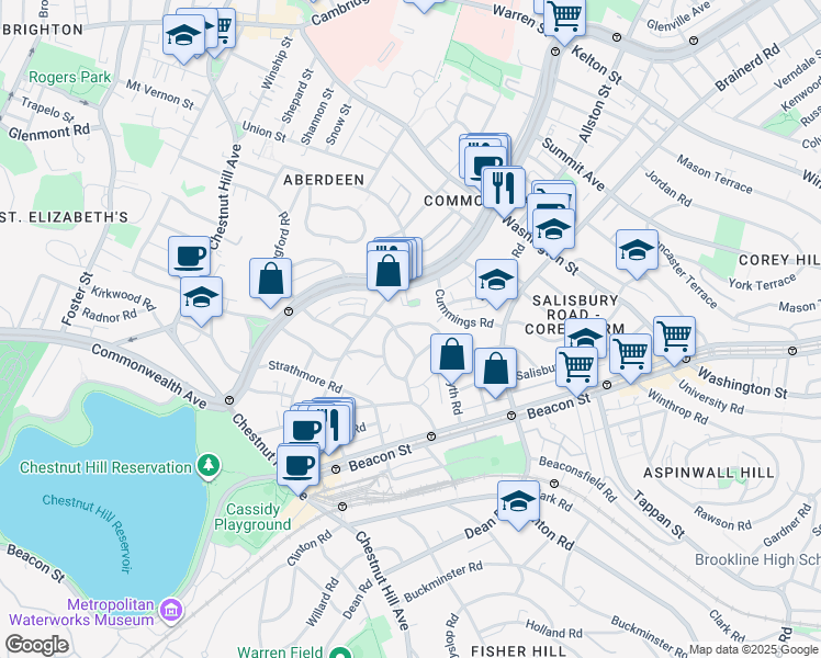 map of restaurants, bars, coffee shops, grocery stores, and more near 100 Kilsyth Road in Boston