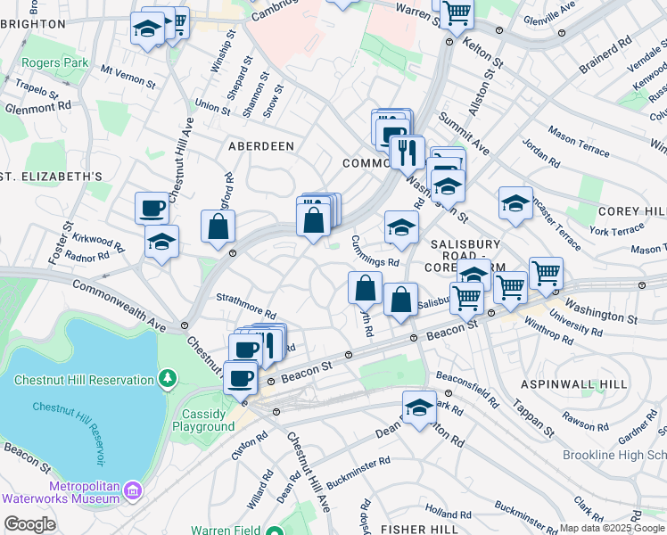 map of restaurants, bars, coffee shops, grocery stores, and more near 100 Kilsyth Road in Boston