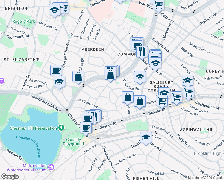 map of restaurants, bars, coffee shops, grocery stores, and more near 113 Kilsyth Road in Boston