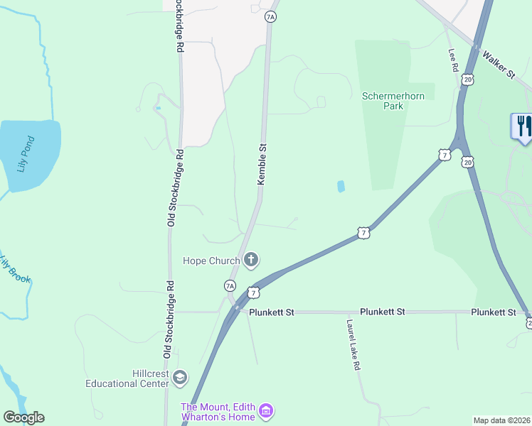 map of restaurants, bars, coffee shops, grocery stores, and more near 215 Kemble St in Lenox