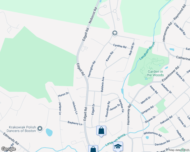 map of restaurants, bars, coffee shops, grocery stores, and more near 4 Hiram Road in Framingham