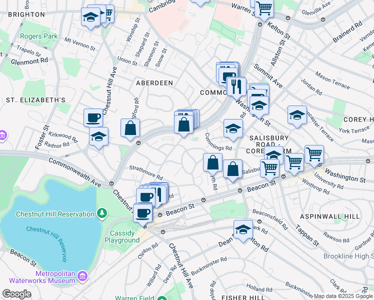 map of restaurants, bars, coffee shops, grocery stores, and more near 113 Kilsyth Road in Boston