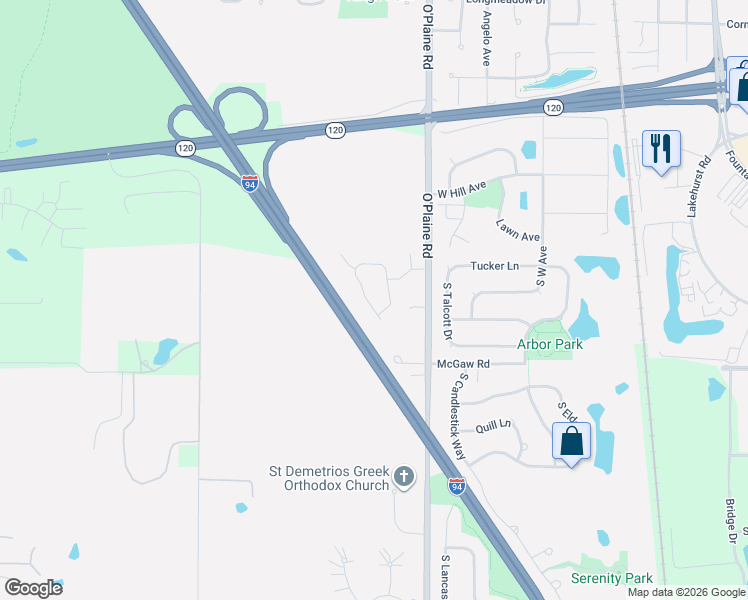 map of restaurants, bars, coffee shops, grocery stores, and more near 1066 South Wellington Road in Waukegan