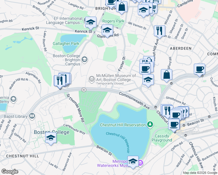 map of restaurants, bars, coffee shops, grocery stores, and more near 11 Gerald Road in Boston