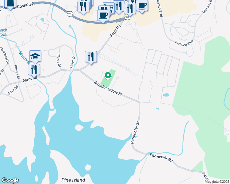 map of restaurants, bars, coffee shops, grocery stores, and more near 111 Broadmeadow Street in Marlborough