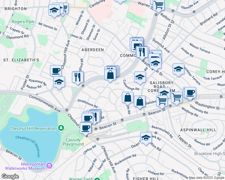 map of restaurants, bars, coffee shops, grocery stores, and more near 113 Kilsyth Road in Boston
