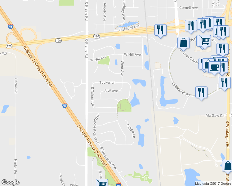 map of restaurants, bars, coffee shops, grocery stores, and more near 1059 South West Avenue in Waukegan