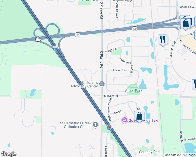 map of restaurants, bars, coffee shops, grocery stores, and more near 4625 West Coventry Way in Waukegan