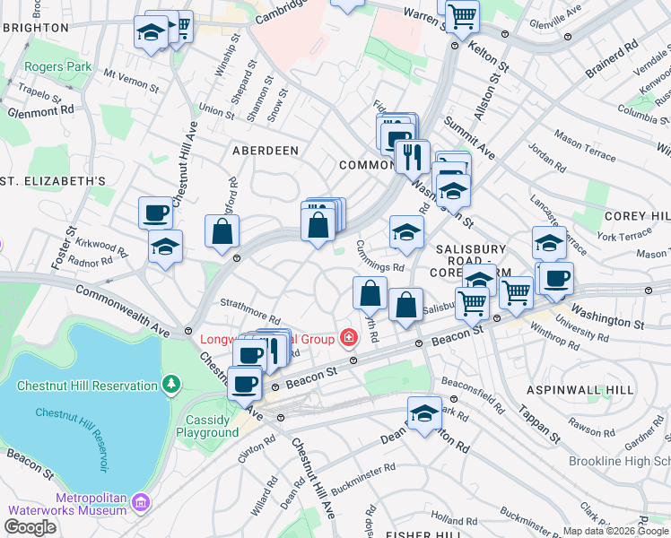 map of restaurants, bars, coffee shops, grocery stores, and more near 100 Kilsyth Road in Brighton