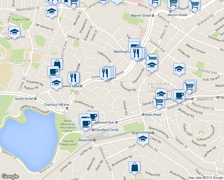 map of restaurants, bars, coffee shops, grocery stores, and more near 113 Kilsyth Road in Boston