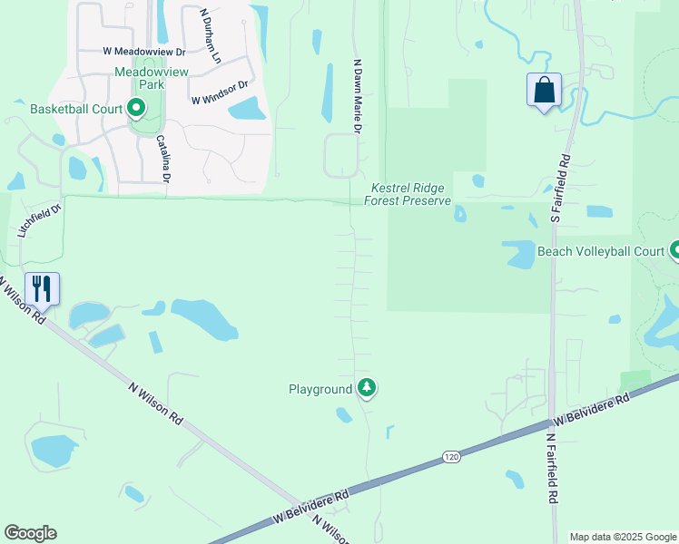 map of restaurants, bars, coffee shops, grocery stores, and more near 472 South Jade Lane in Round Lake