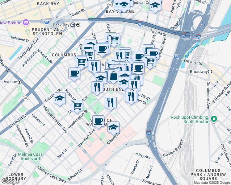 map of restaurants, bars, coffee shops, grocery stores, and more near 31 Monsignor Reynolds Way in Boston