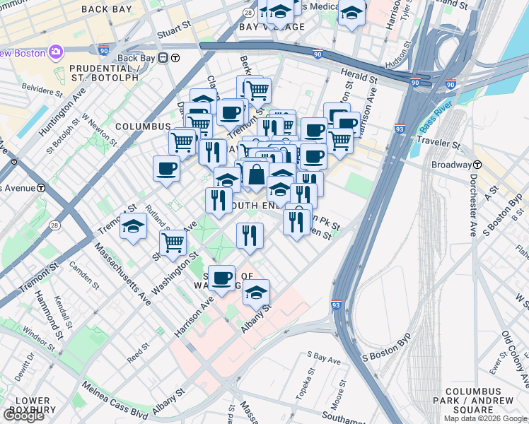 map of restaurants, bars, coffee shops, grocery stores, and more near 35 Monsignor Reynolds Way in Boston