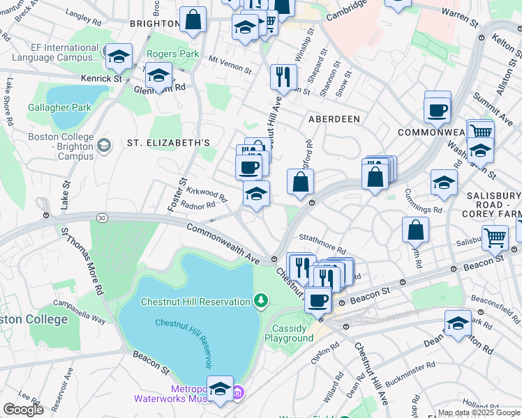 map of restaurants, bars, coffee shops, grocery stores, and more near 8 Lothian Road in Boston