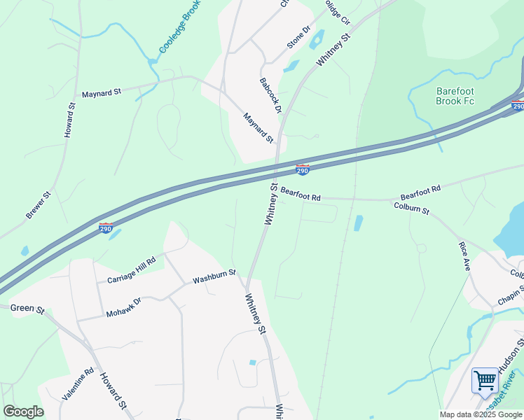 map of restaurants, bars, coffee shops, grocery stores, and more near 297 Whitney Street in Northborough