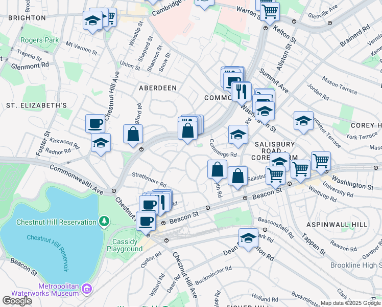 map of restaurants, bars, coffee shops, grocery stores, and more near 113 Kilsyth Road in Boston