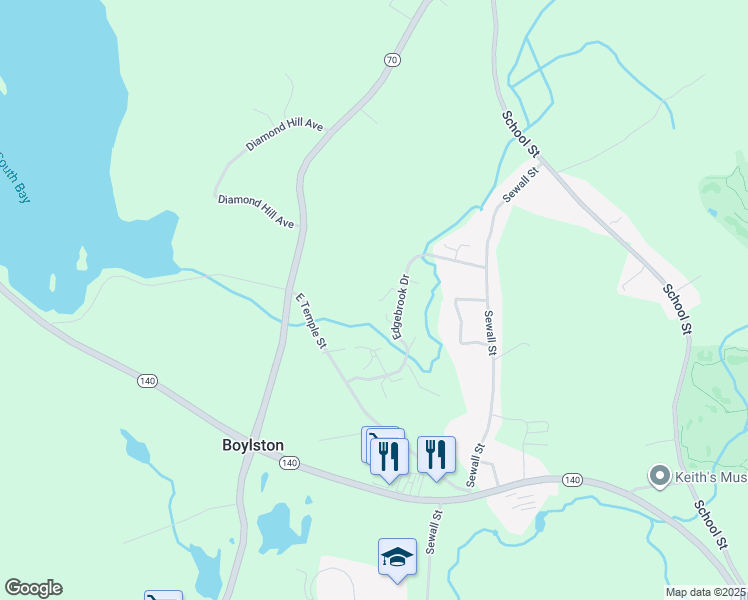 map of restaurants, bars, coffee shops, grocery stores, and more near 621 Edgebrook Drive in Boylston
