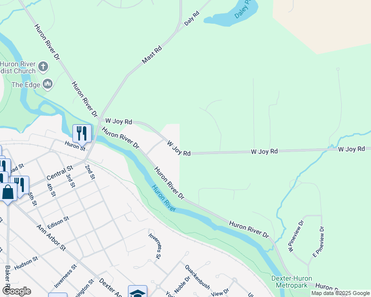 map of restaurants, bars, coffee shops, grocery stores, and more near 7026 West Joy Road in Dexter