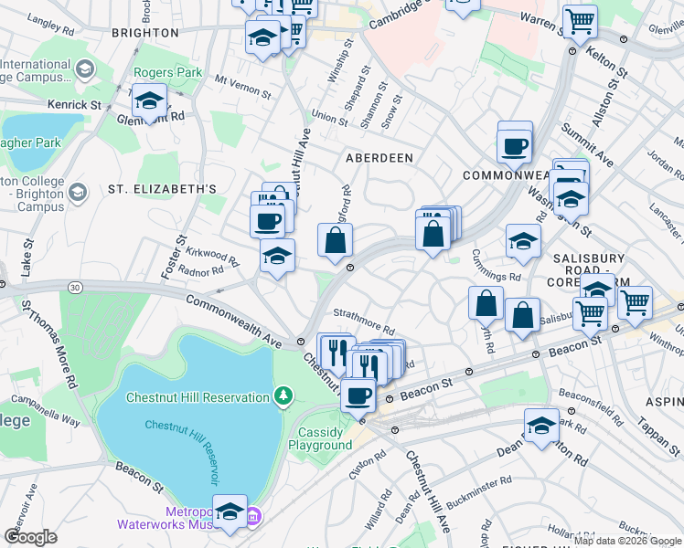 map of restaurants, bars, coffee shops, grocery stores, and more near in Boston