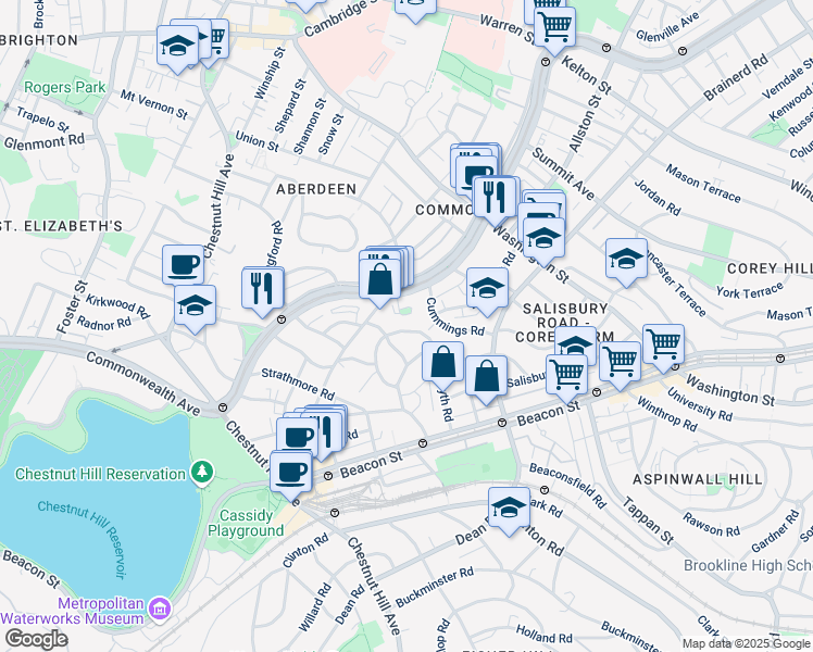 map of restaurants, bars, coffee shops, grocery stores, and more near 113 Kilsyth Road in Boston