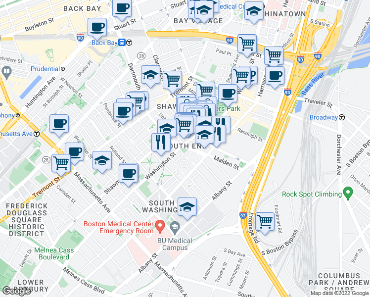 map of restaurants, bars, coffee shops, grocery stores, and more near 19 Monsignor Reynolds Way in Boston