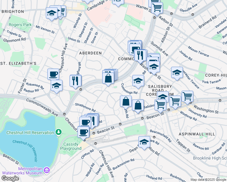 map of restaurants, bars, coffee shops, grocery stores, and more near 113 Kilsyth Road in Boston