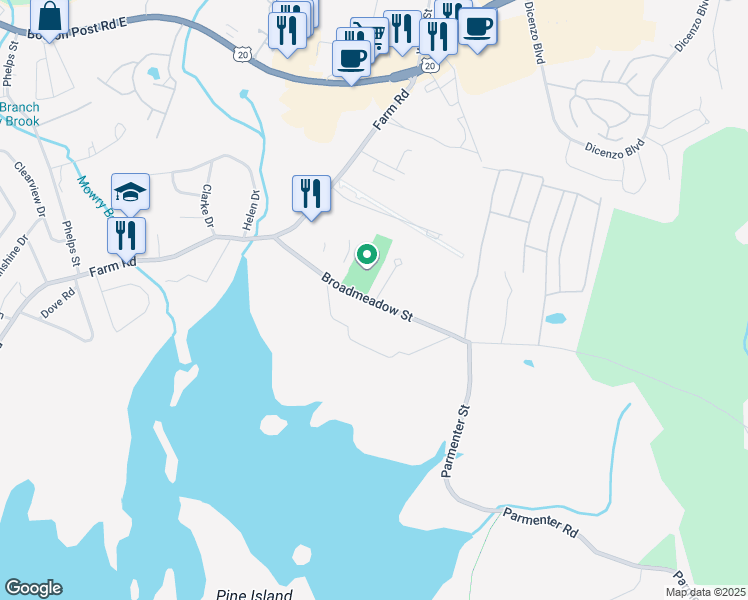 map of restaurants, bars, coffee shops, grocery stores, and more near 138 Broadmeadow Street in Marlborough